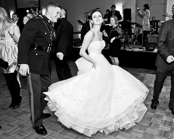 military wedding bride and groom dancing