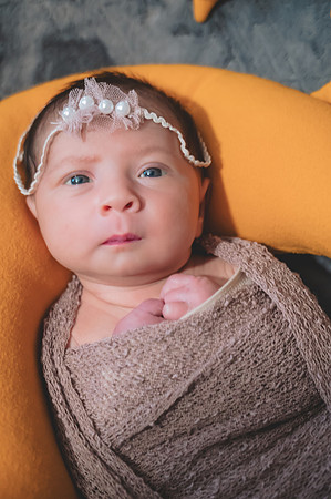 Classic black and white portrait of a newborn at the Clinton studio.