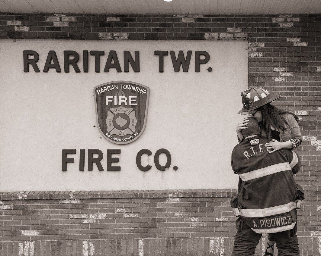 1,clinton-hunterdon-county-NJ-wedding-photographer, cute-sweet--fun-must-have-bride-groom-picture-firefighter-engagement