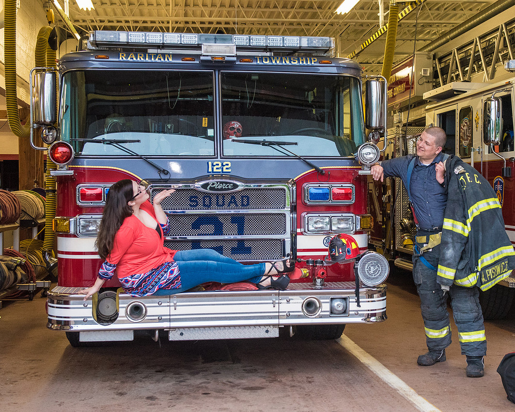 1,clinton-hunterdon-county-NJ-wedding-photographer, cute-sweet--fun-must-have-bride-groom-picture-firefighter-engagement