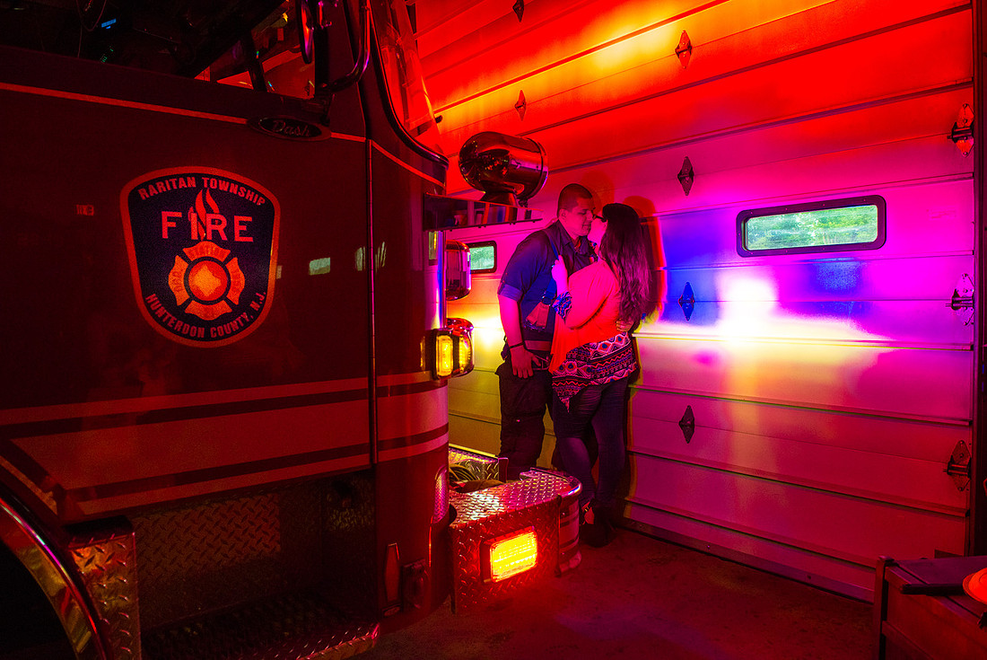 1,clinton-hunterdon-county-NJ-wedding-photographer, cute-sweet--fun-must-have-bride-groom-picture-firefighter-engagement
