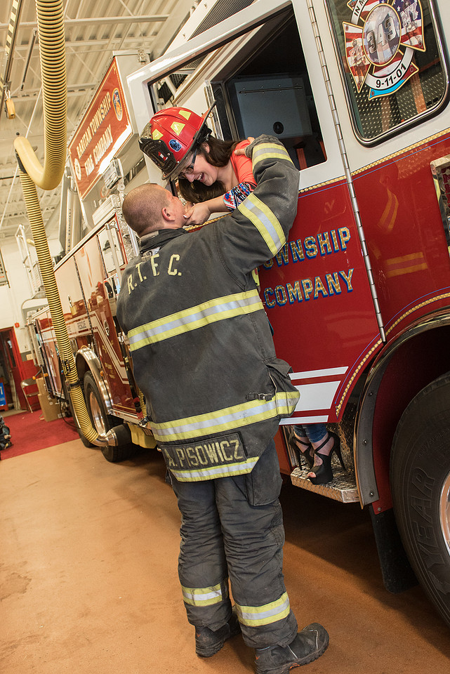 1,clinton-hunterdon-county-NJ-wedding-photographer, cute-sweet--fun-must-have-bride-groom-picture-firefighter-engagement