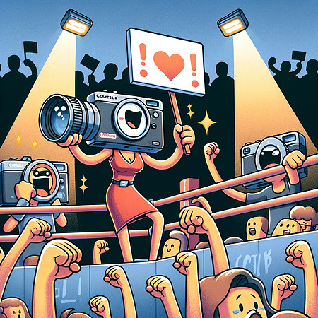 DALL·E 2023-12-17 07.31.42 - Expand the dynamic cartoon-style wrestling series by adding illustrations featuring the wrestler camera's girlfriend cheering him on. In the first ima