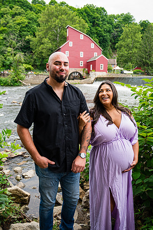 Newborn portrait with eyes open, captured at the Clinton studio.